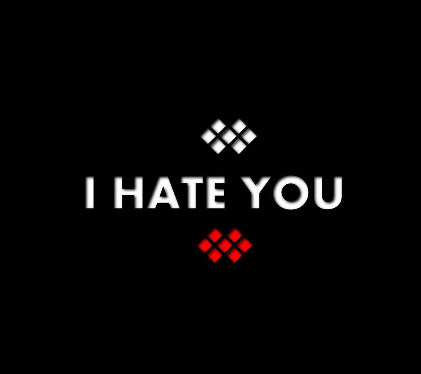I HATE YOU, red white diamonds, black background, HD Desktop Wallpaper