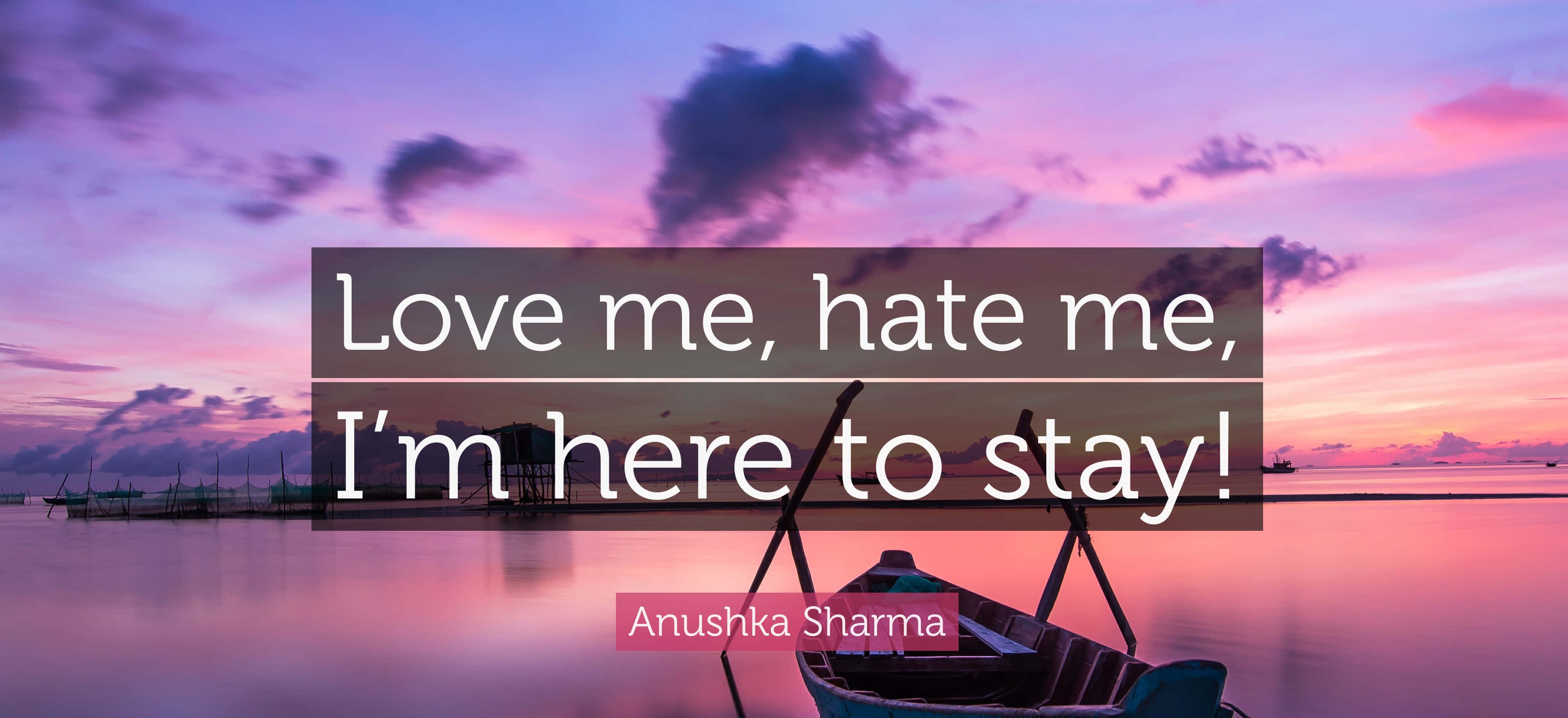 Haters, pink purple sunset sky, calm water, 2K Desktop Wallpaper