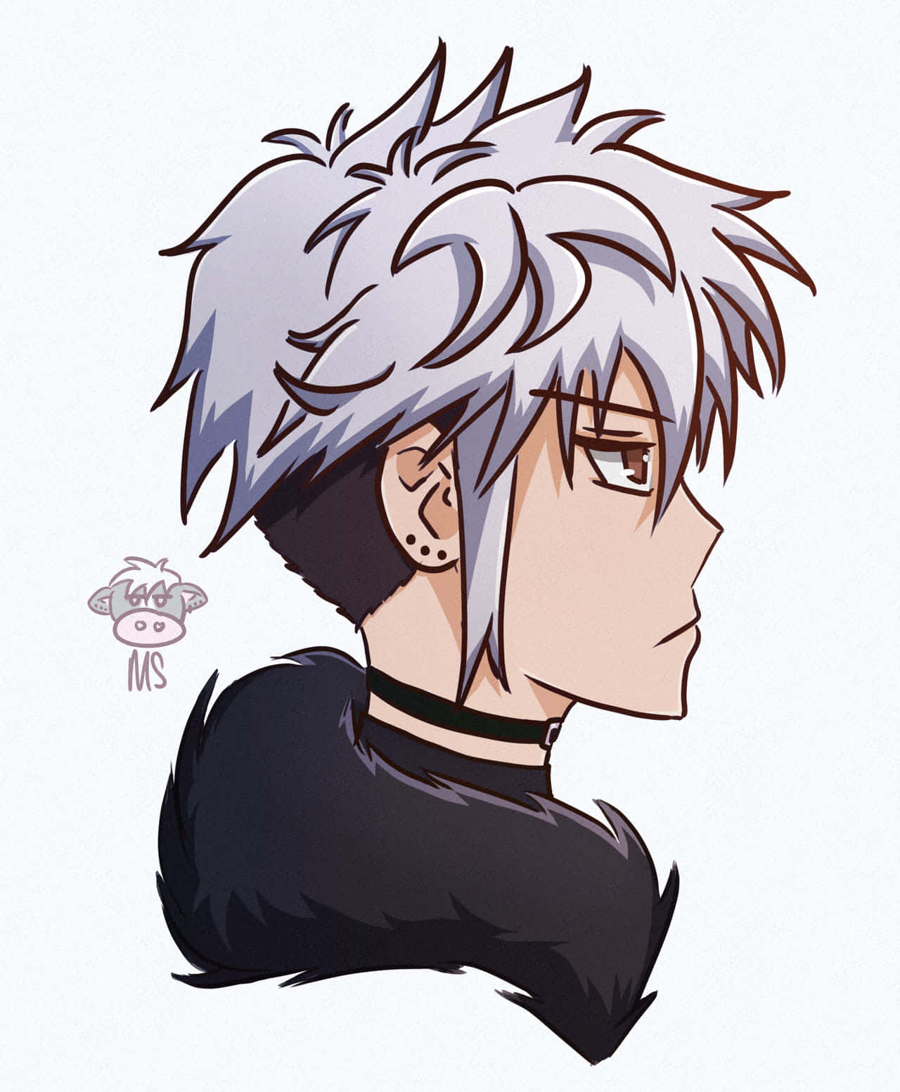 Hatsuharu Sohma, spiky silver hair, black choker, HD Phone Wallpaper