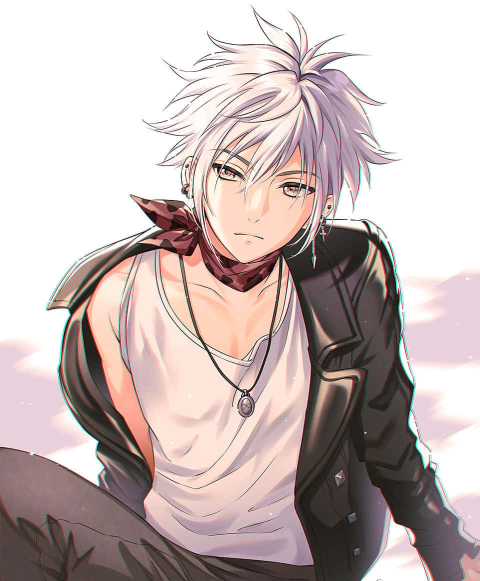 Hatsuharu Sohma, spiky silver-haired, red bandana, SD Phone Wallpaper