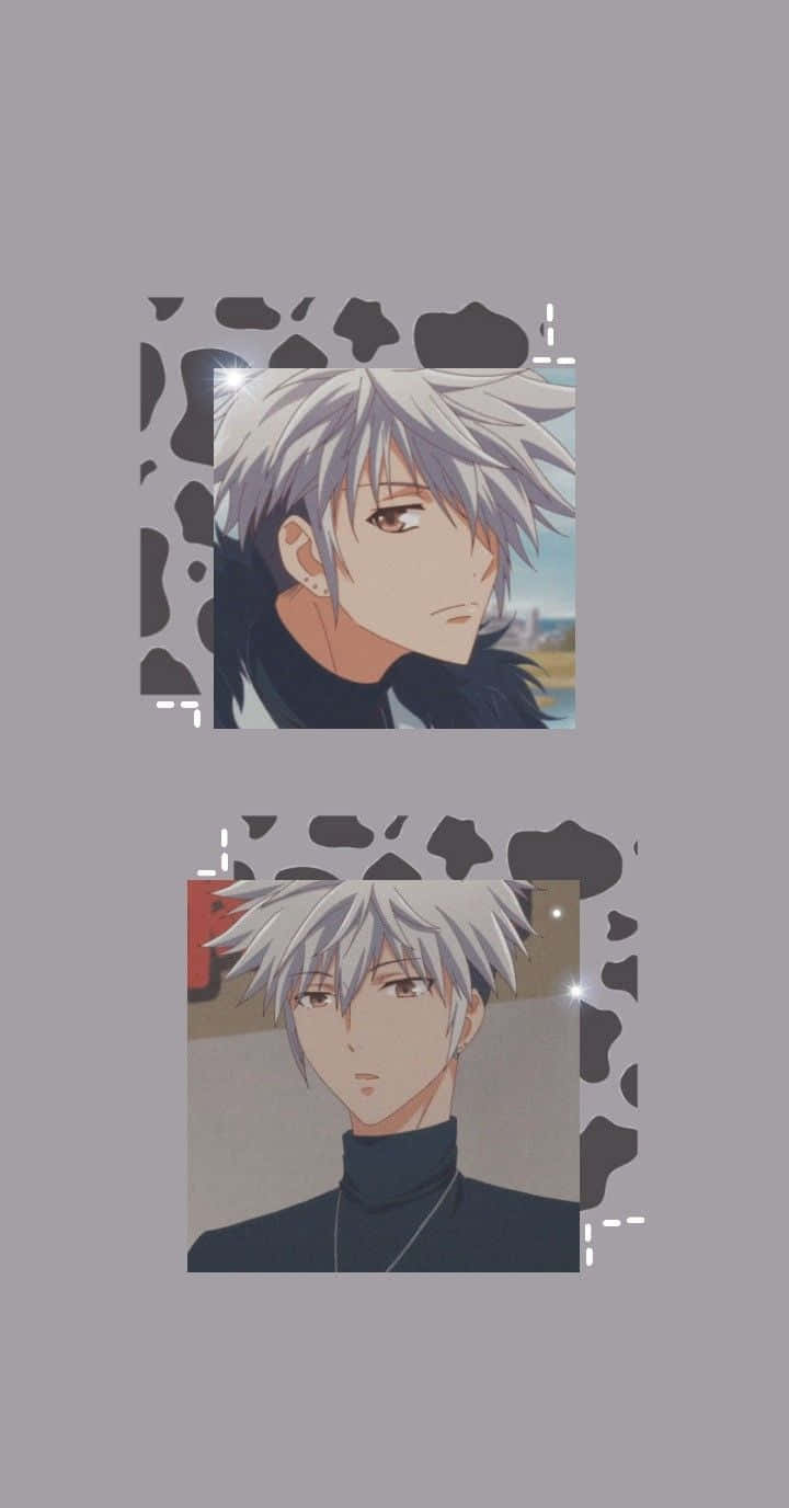Hatsuharu Sohma, silver-haired male character, serious expression, HD Phone Wallpaper