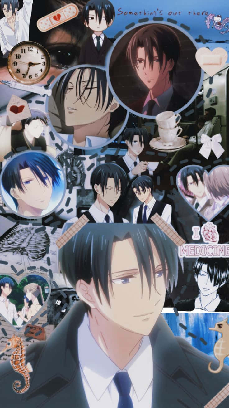 Hatsuharu Sohma, anime collage, male characters, HD Phone Wallpaper