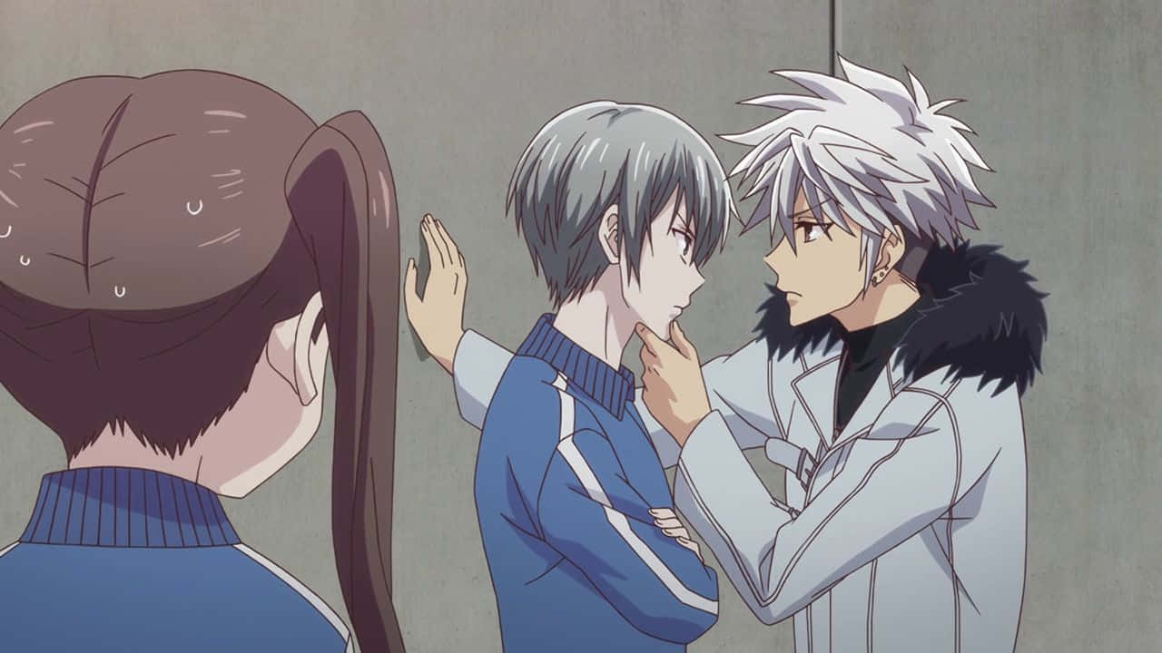 Hatsuharu Sohma, white-haired anime character, gray-haired boy, HD Desktop Wallpaper