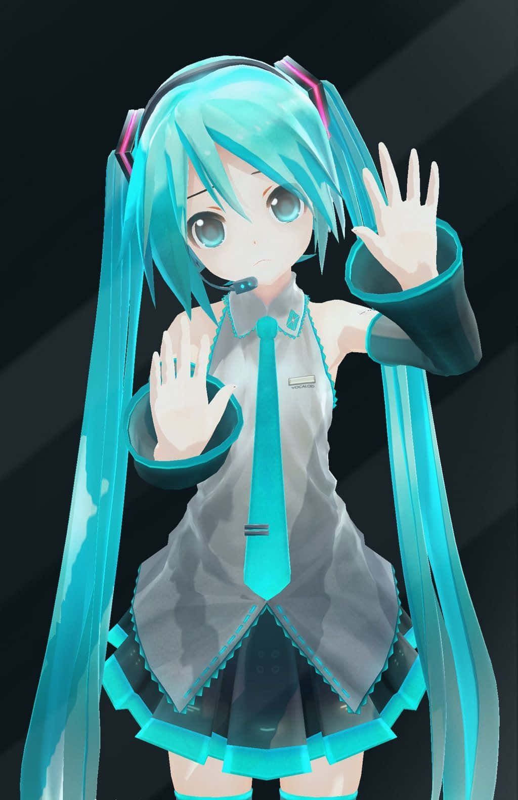 Hatsune Miku, turquoise twin-tails, dark gradient background, HD Phone Wallpaper
