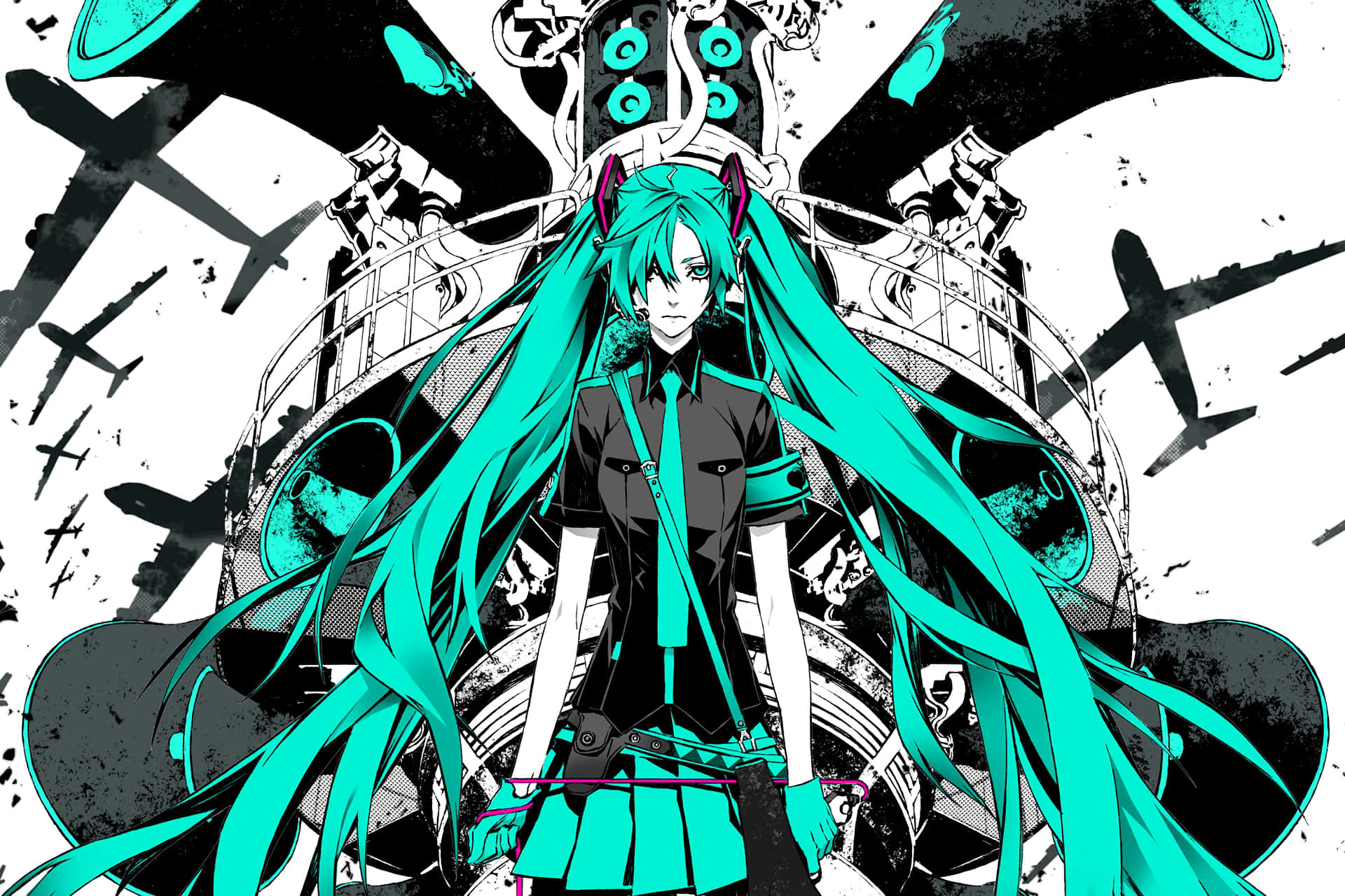 Hatsune Miku, teal-haired, anime girl, Full HD Desktop Wallpaper