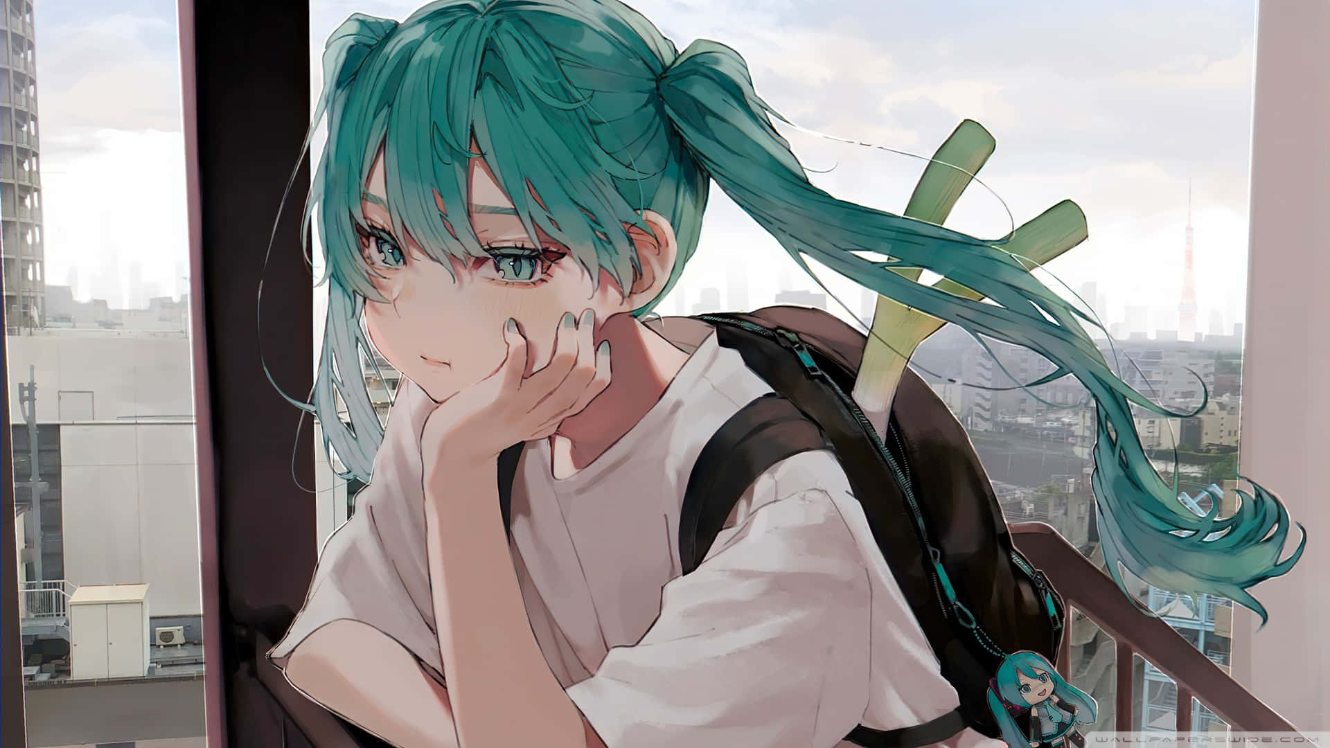 Hatsune Miku, teal-haired, pigtails, Full HD Desktop Wallpaper