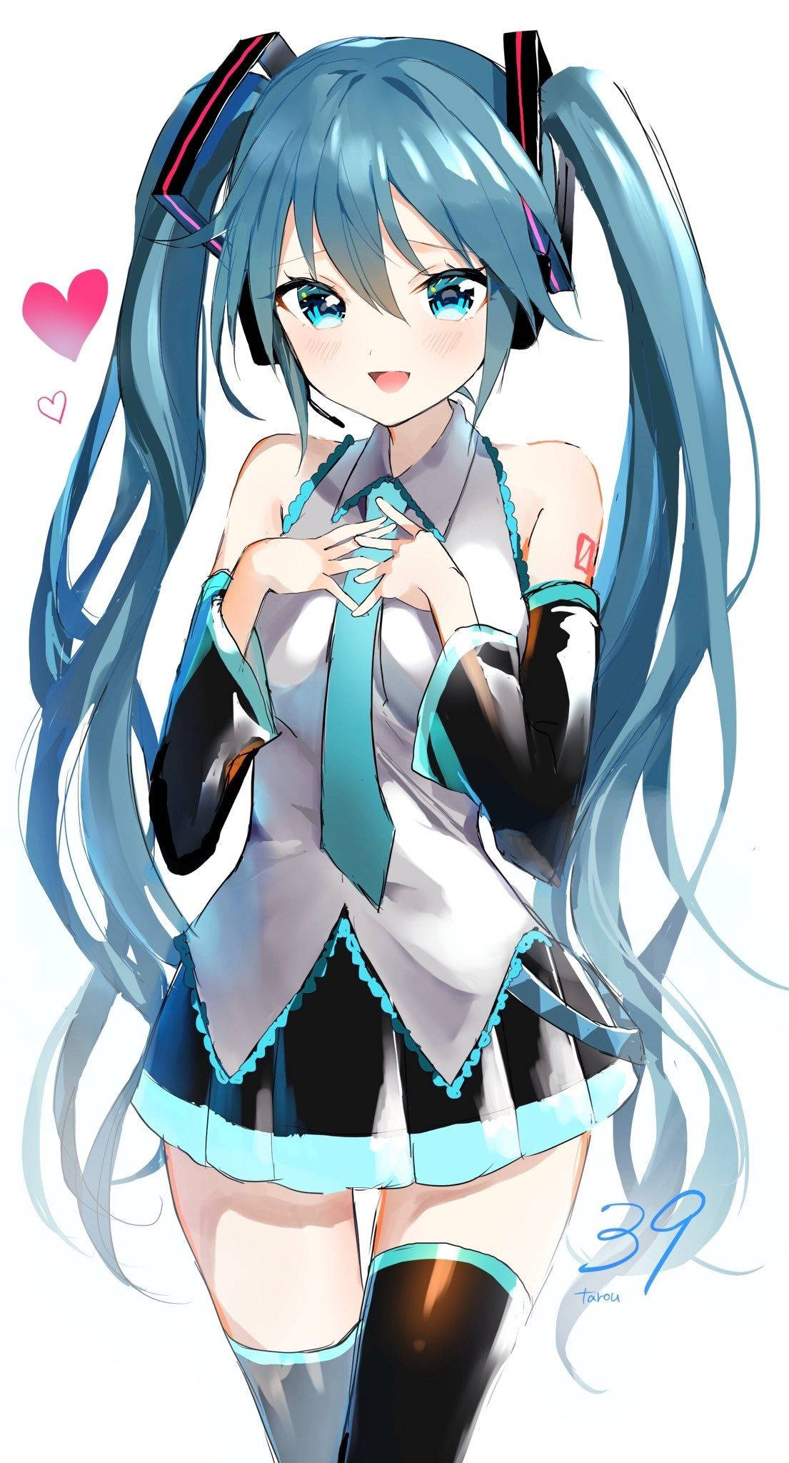 Hatsune Miku, blue pigtails, headset, Full HD Phone Wallpaper
