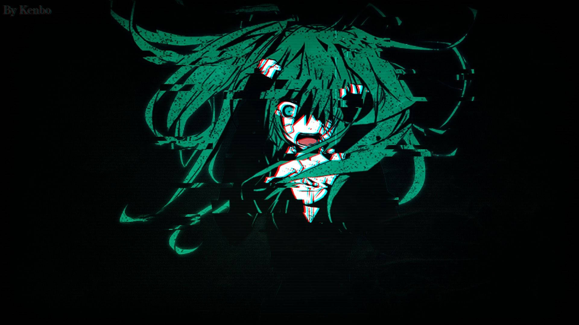 Hatsune Miku, teal hair, wide eyes, Full HD Desktop Wallpaper