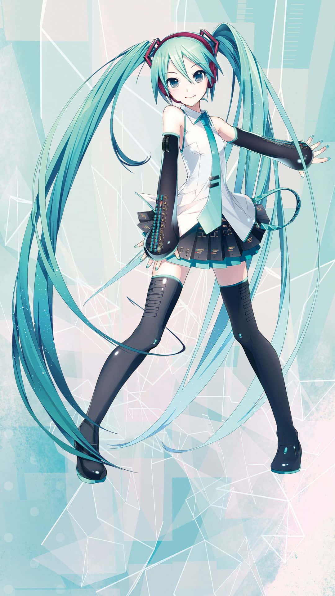 Hatsune Miku, turquoise twin-tails, headset, Full HD Phone Wallpaper