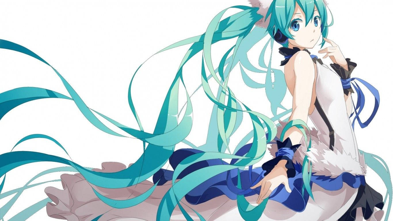 Hatsune Miku, turquoise twin tails, blue eyes, HD Desktop Wallpaper