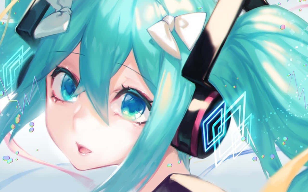 Hatsune Miku, turquoise hair, headphones, HD Desktop Wallpaper