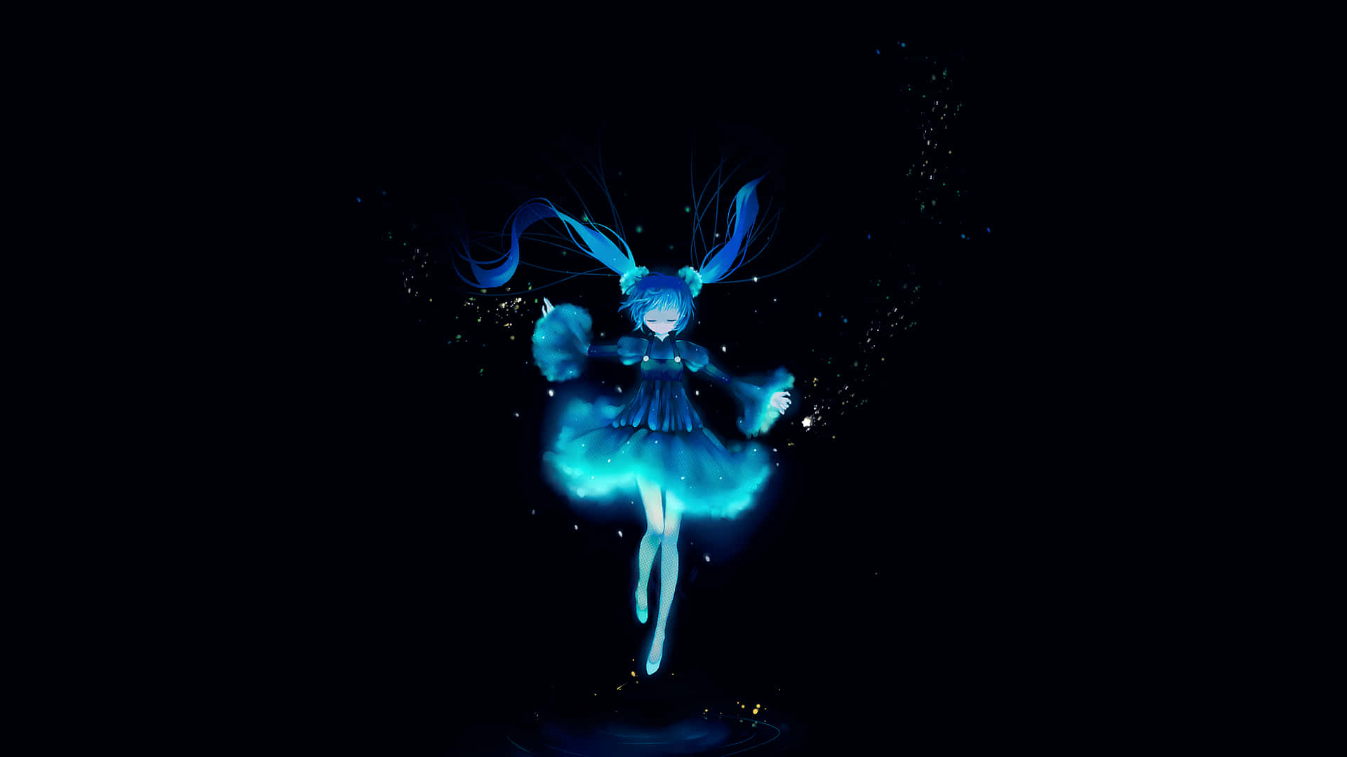 Hatsune Miku, blue, anime, Full HD Desktop Wallpaper