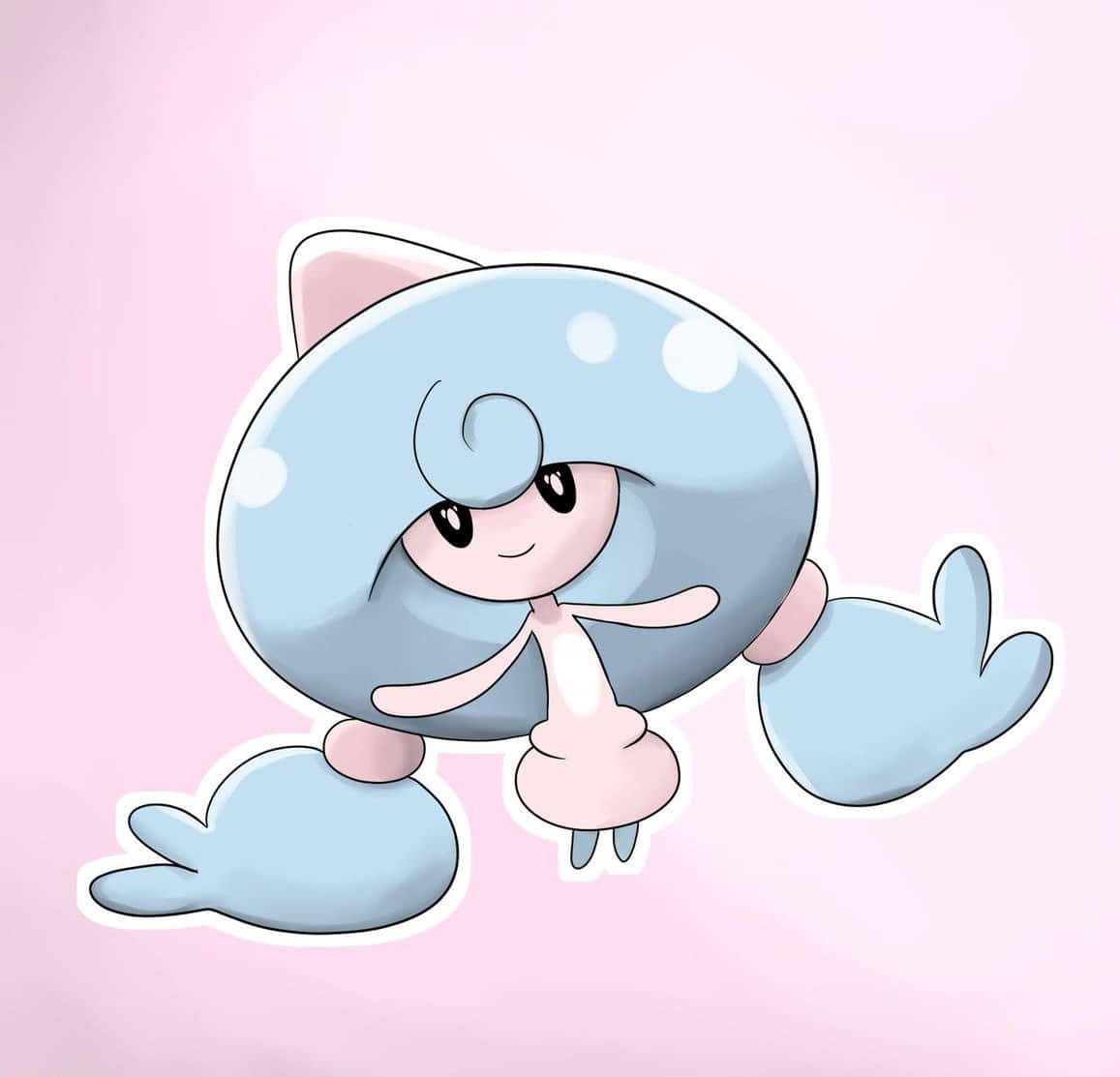 Hattrem, pastel pink background, blue and pink cartoon character, SD Desktop Wallpaper