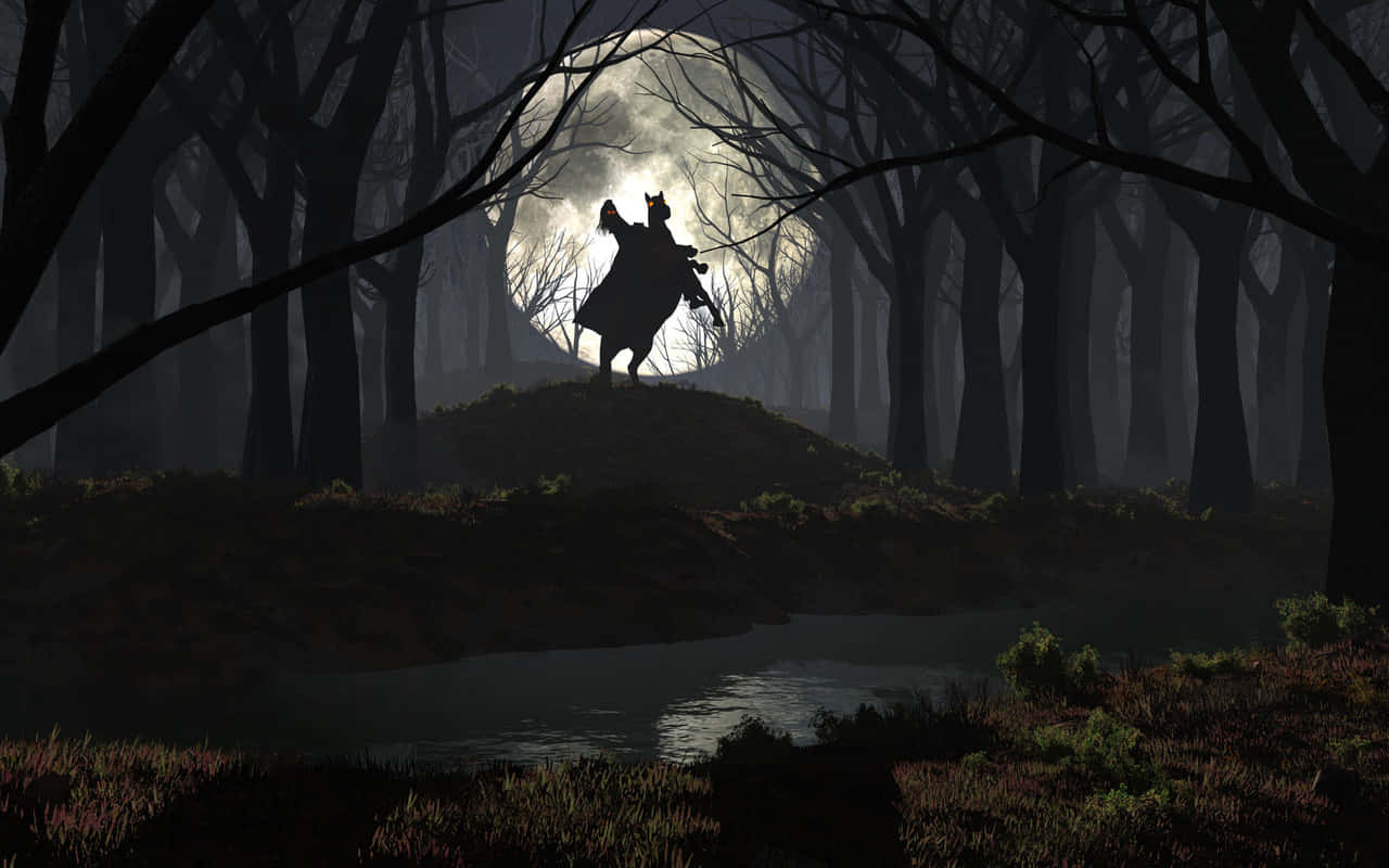 Haunted Forest, mist, mossy hill, HD Desktop Wallpaper
