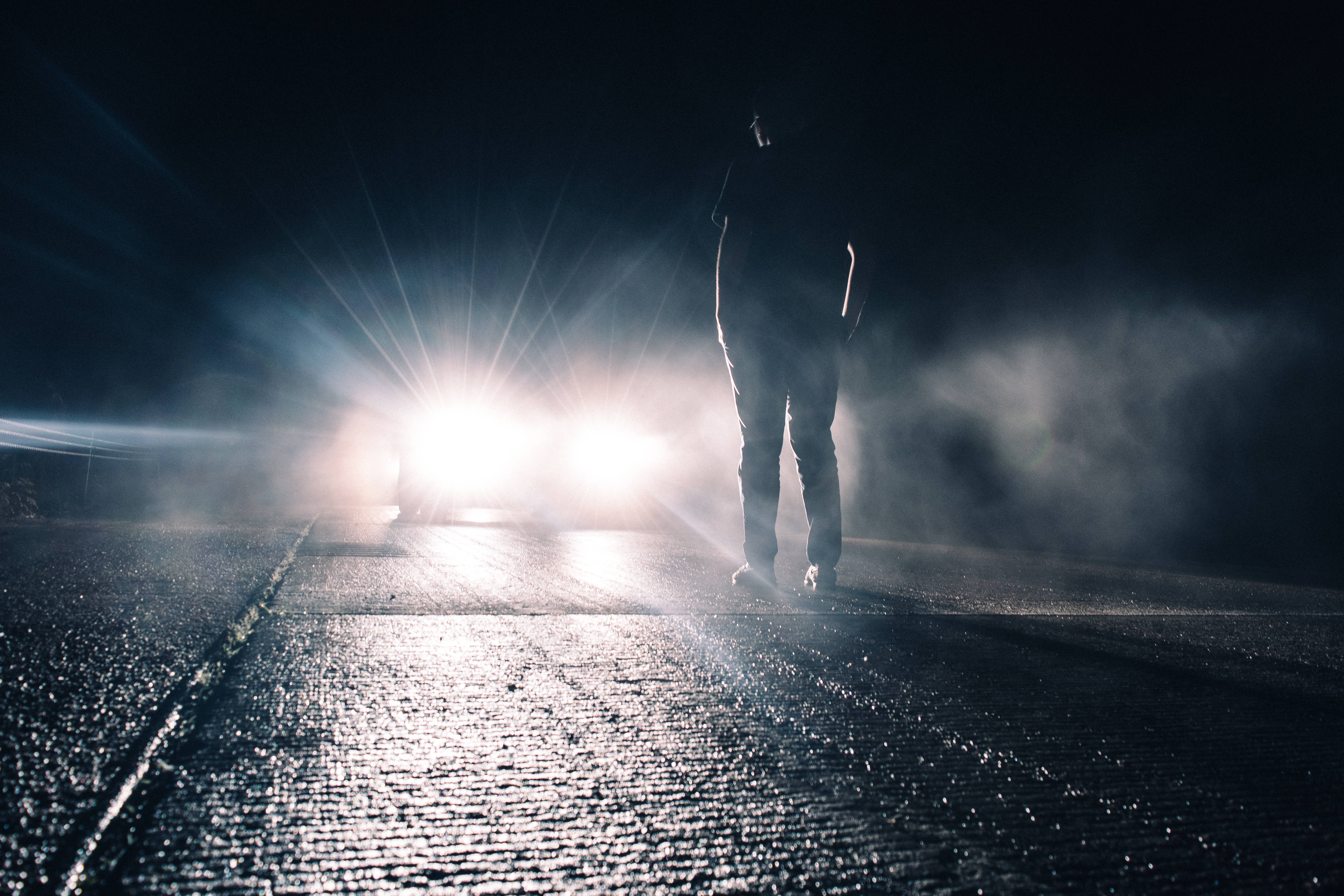 creepy forest, night, wet road, 5K Desktop Wallpaper