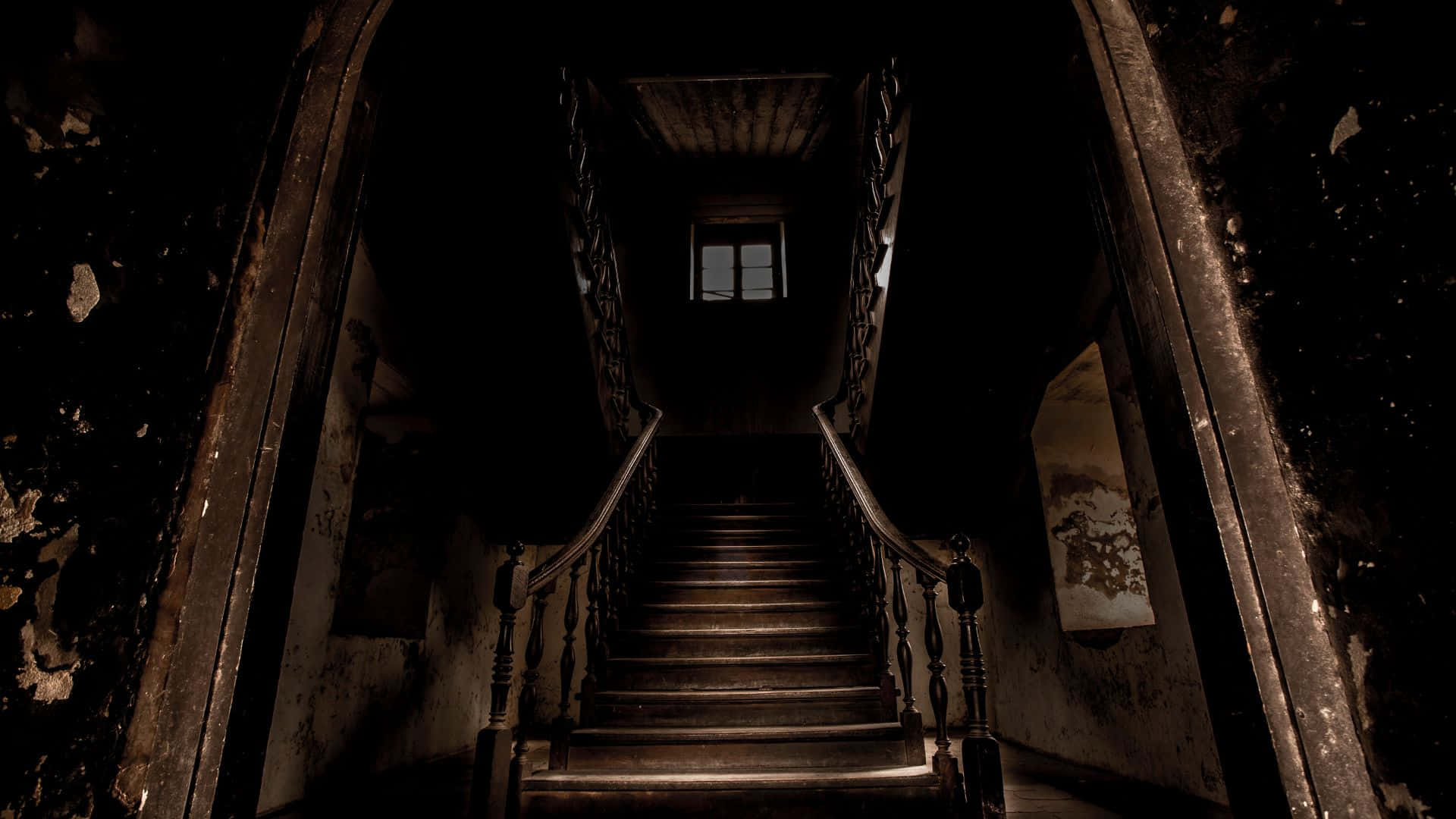 Haunted Hotels, staircase, dimly lit, Full HD Desktop Wallpaper