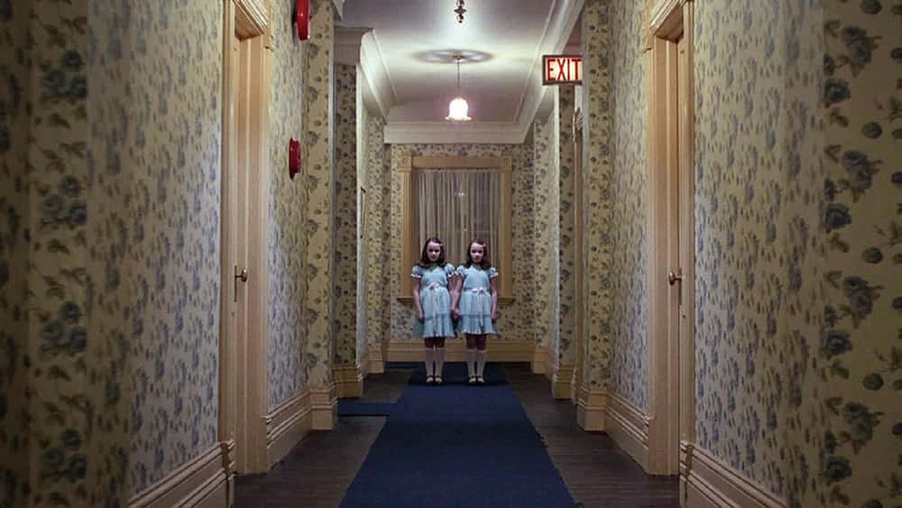Haunted Hotels, blue dresses, vintage hallway, SD Desktop Wallpaper