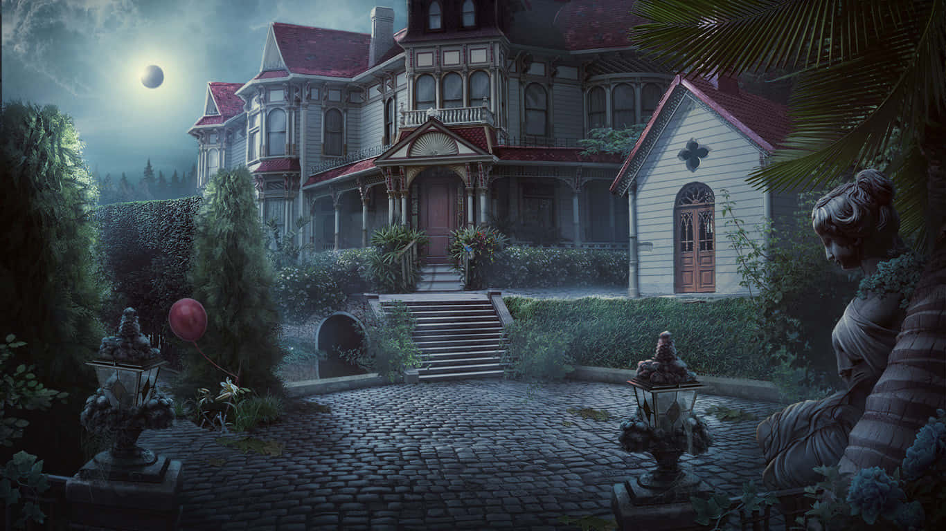 Haunted Hotels, Victorian mansion, full moon, HD Desktop Wallpaper