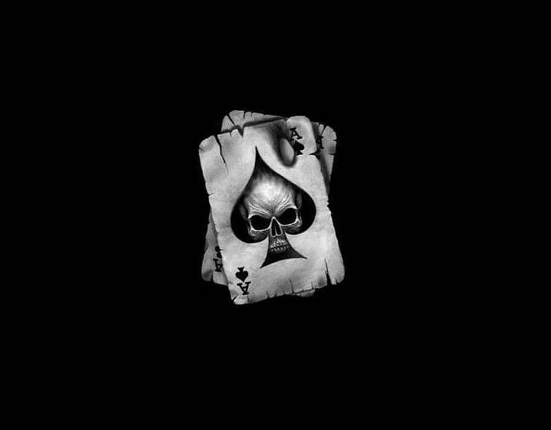 ace of spades, skull, black background, SD Desktop Wallpaper