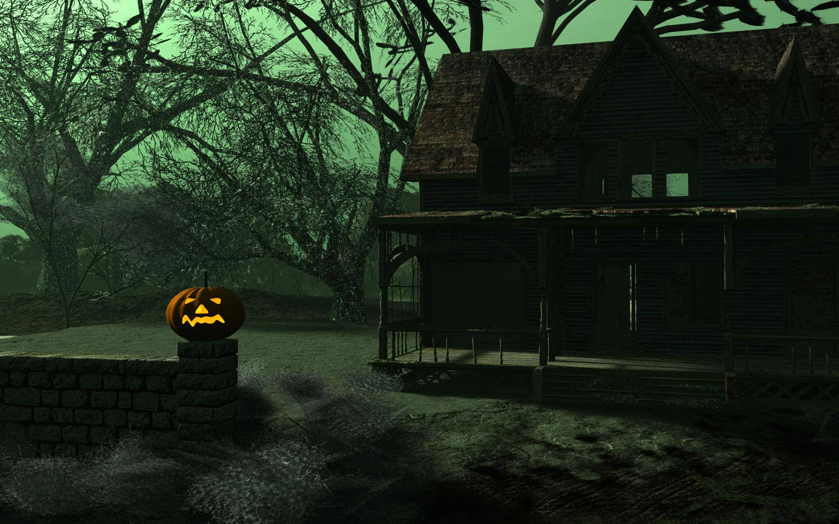 Haunted House, Halloween, jack-o'-lantern, HD Desktop Wallpaper