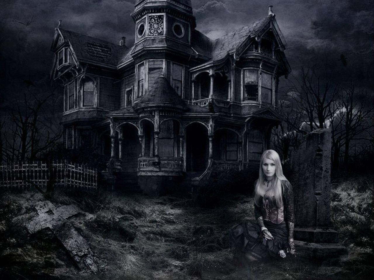 haunted house, Halloween night, crumbling Victorian mansion, HD Desktop Wallpaper