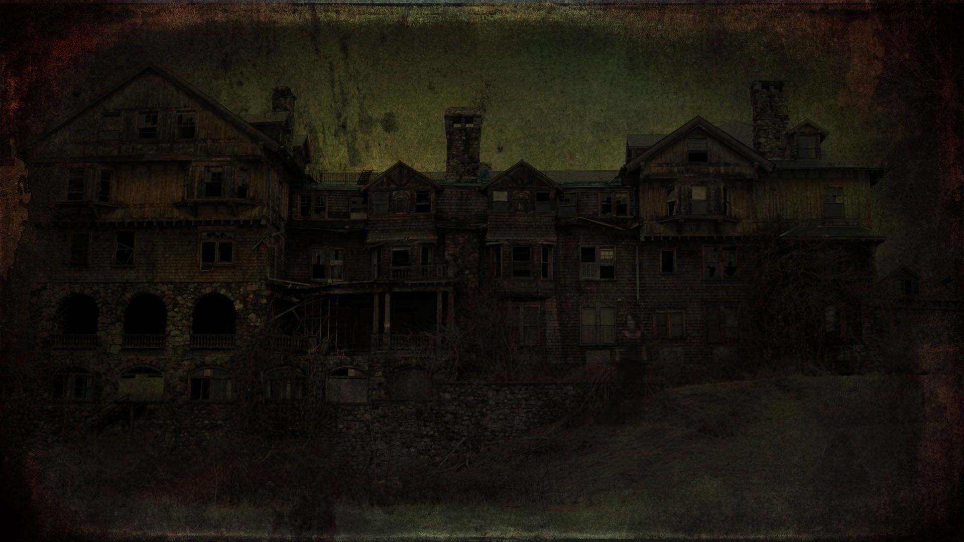 Haunted Mansion, multi-story mansion, gloomy sky, Full HD Desktop Wallpaper