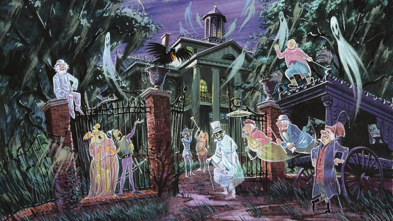 Haunted Mansion, ghosts, skeletons, HD Desktop Wallpaper