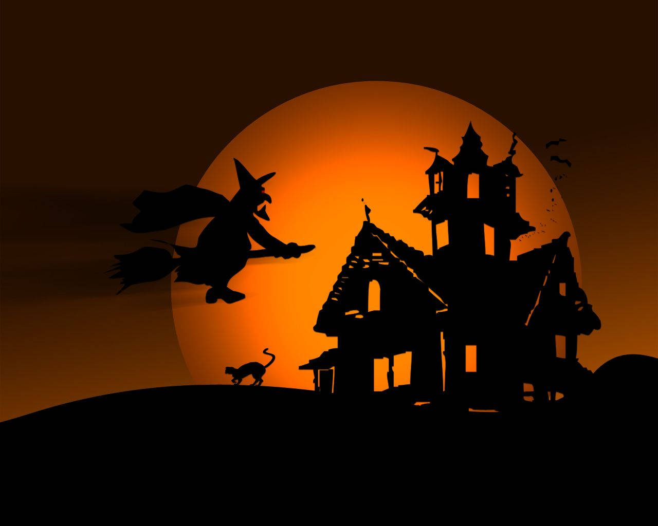 Halloween-themed, witch, broomstick, HD Desktop Wallpaper