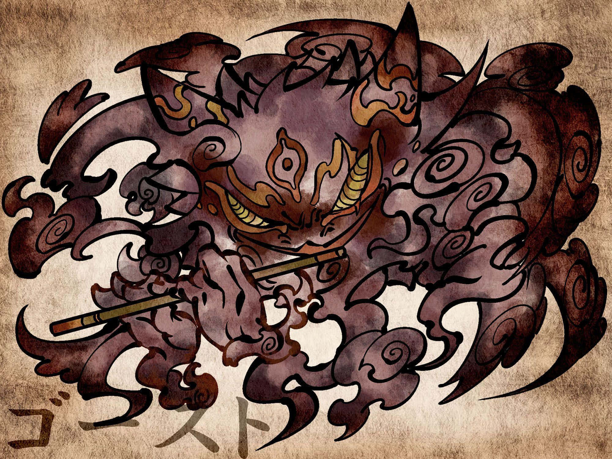 Haunter, oni demon, swirling dark clouds, Full HD Desktop Wallpaper