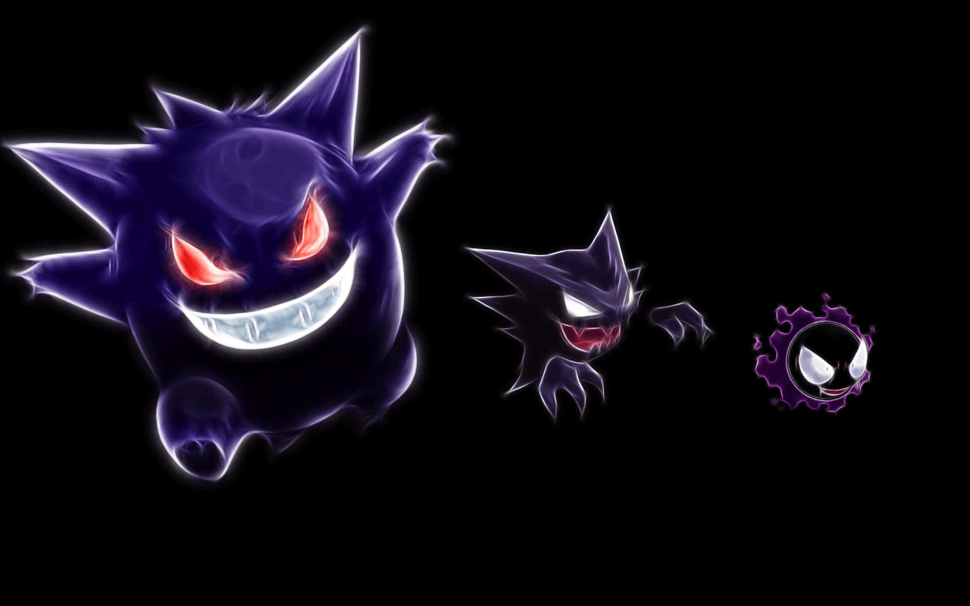 Haunter, purple, glowing red eyes, Full HD Desktop Wallpaper