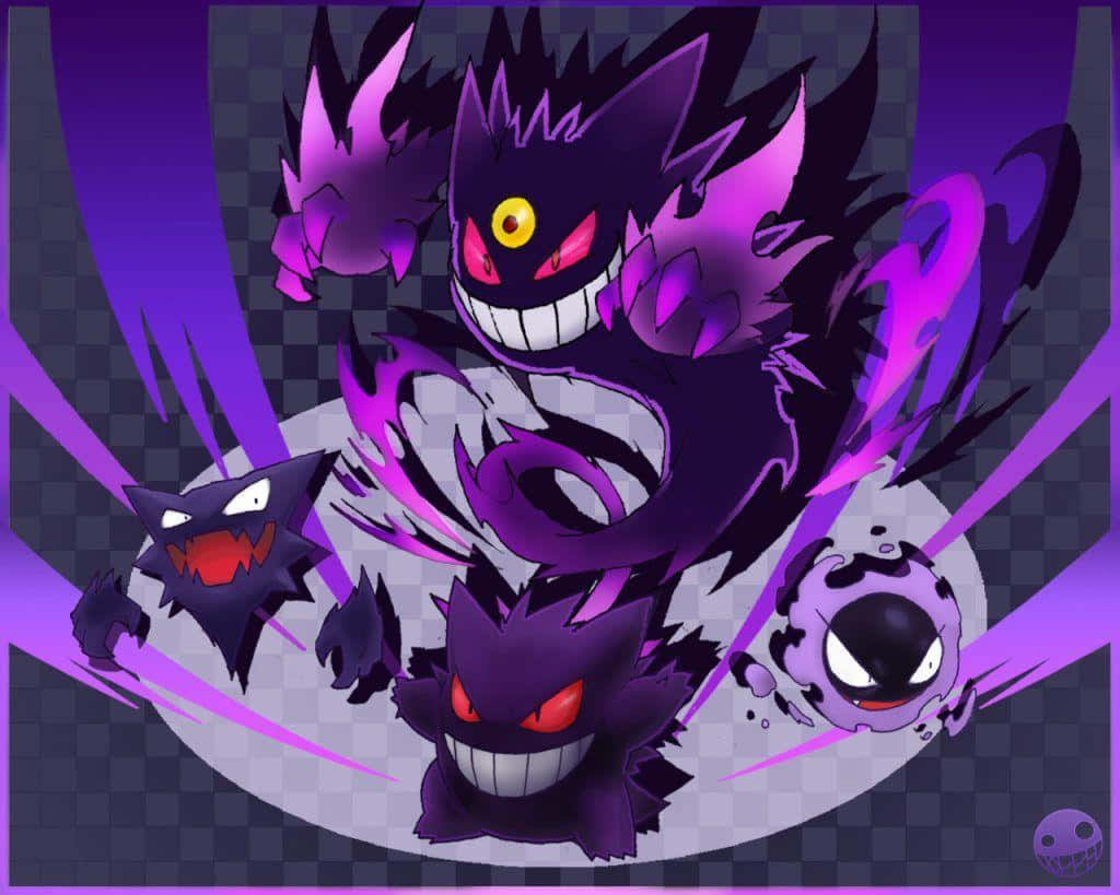 Haunter, purple, glowing red eyes, SD Desktop Wallpaper