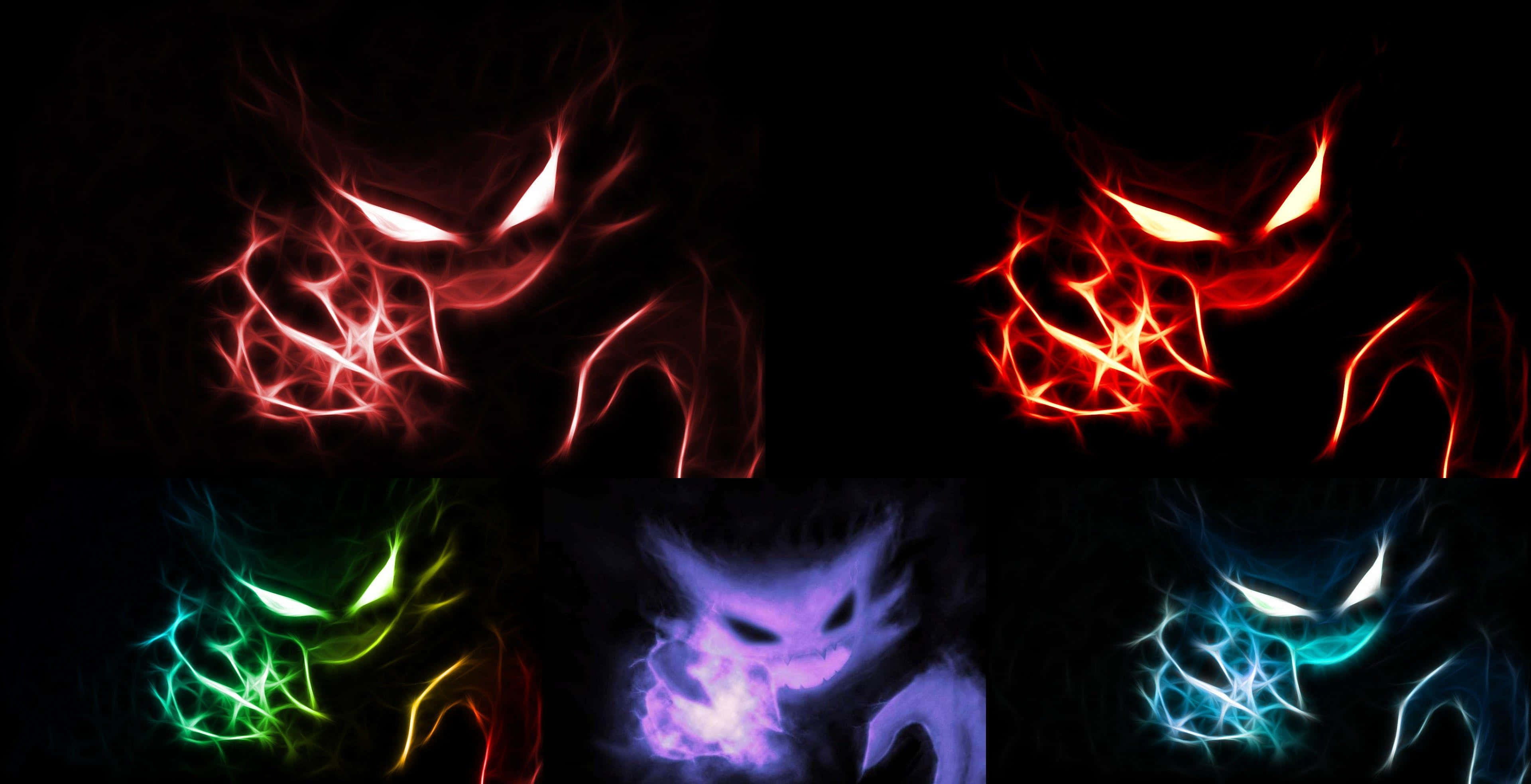 Haunter, glowing demonic faces, sharp eyes, 4K Desktop Wallpaper