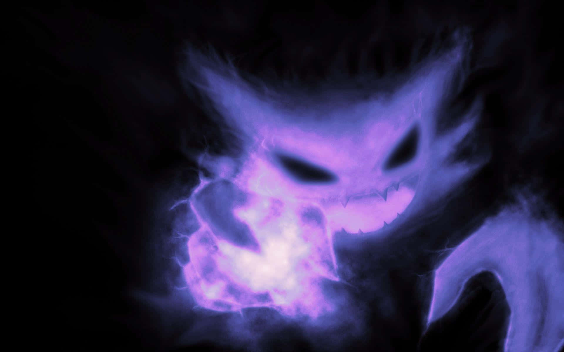 Haunter, purple ghostly creature, glowing eyes, Full HD Desktop Wallpaper