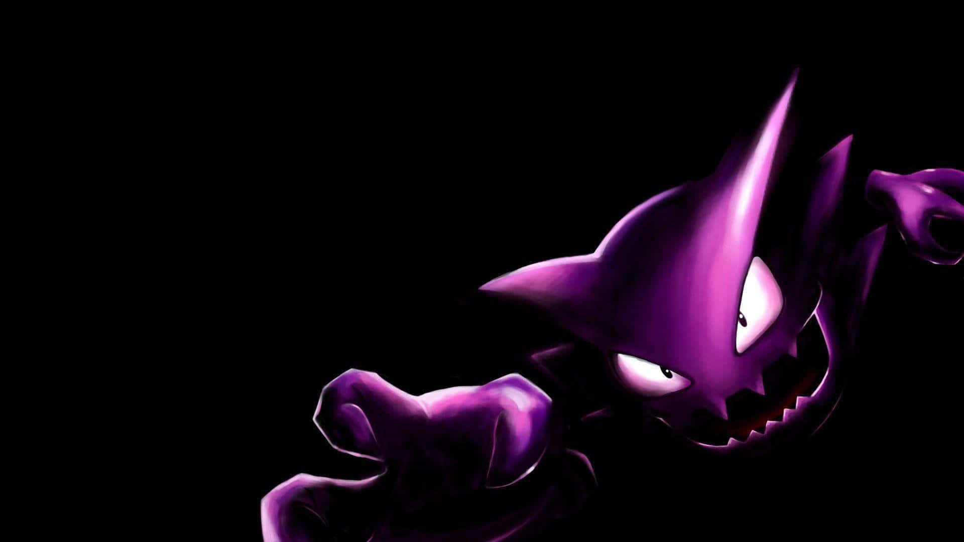 Haunter, purple ghostly creature, glowing white eyes, Full HD Desktop Wallpaper