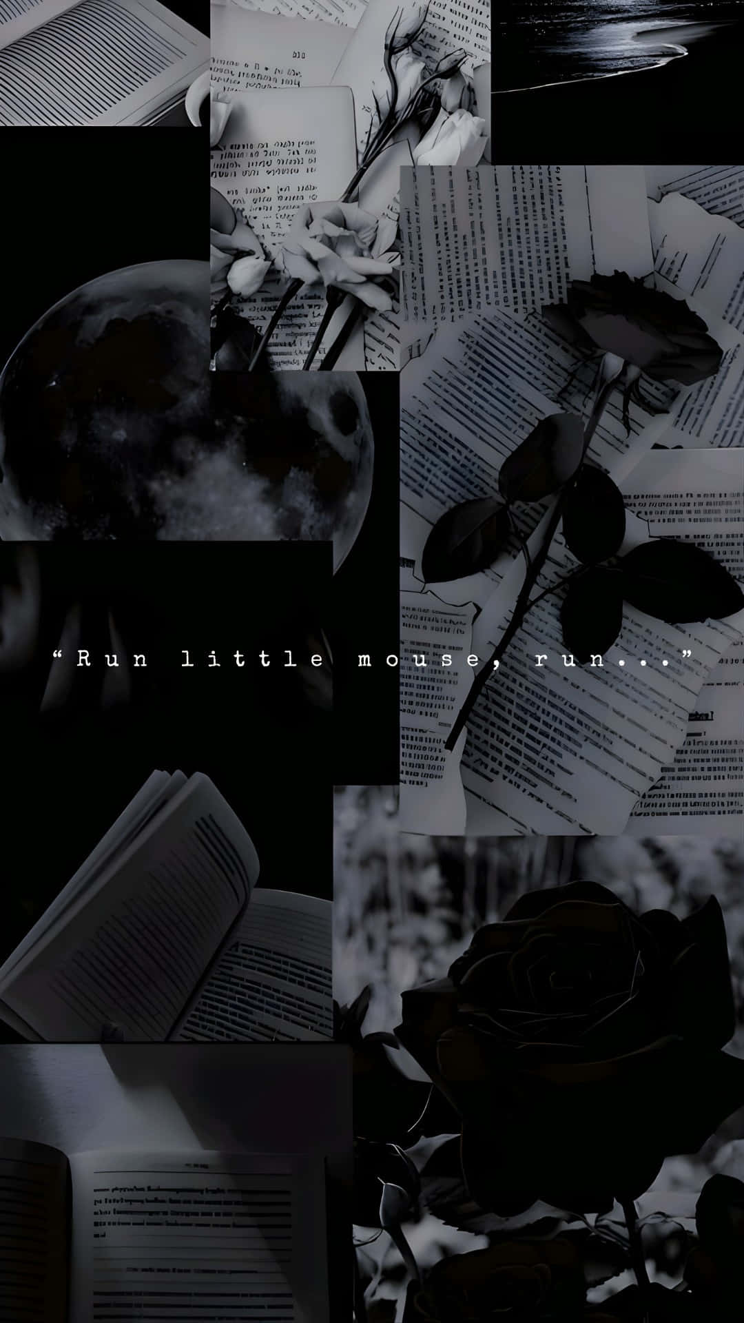 Haunting Adeline, black and white collage, open books, Full HD Phone Wallpaper