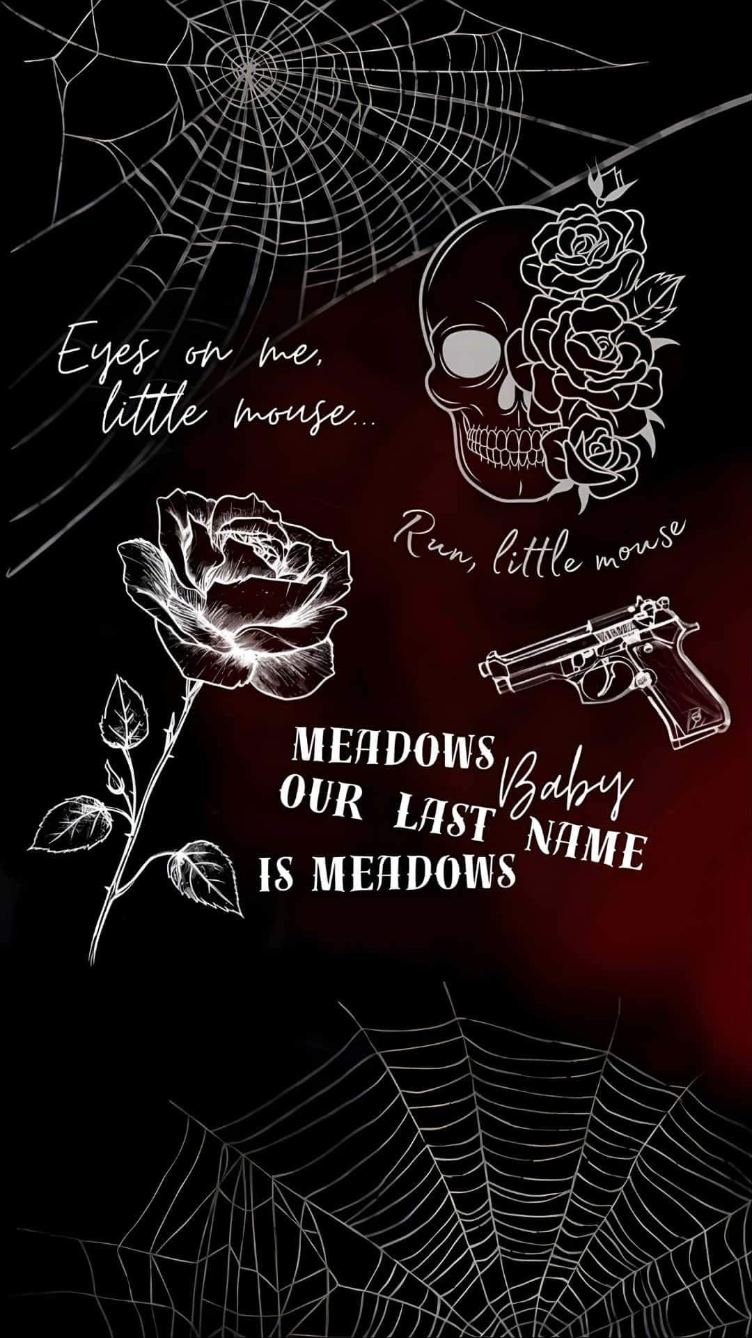 Haunting Adeline, white line art, skull adorned with roses, Full HD Phone Wallpaper
