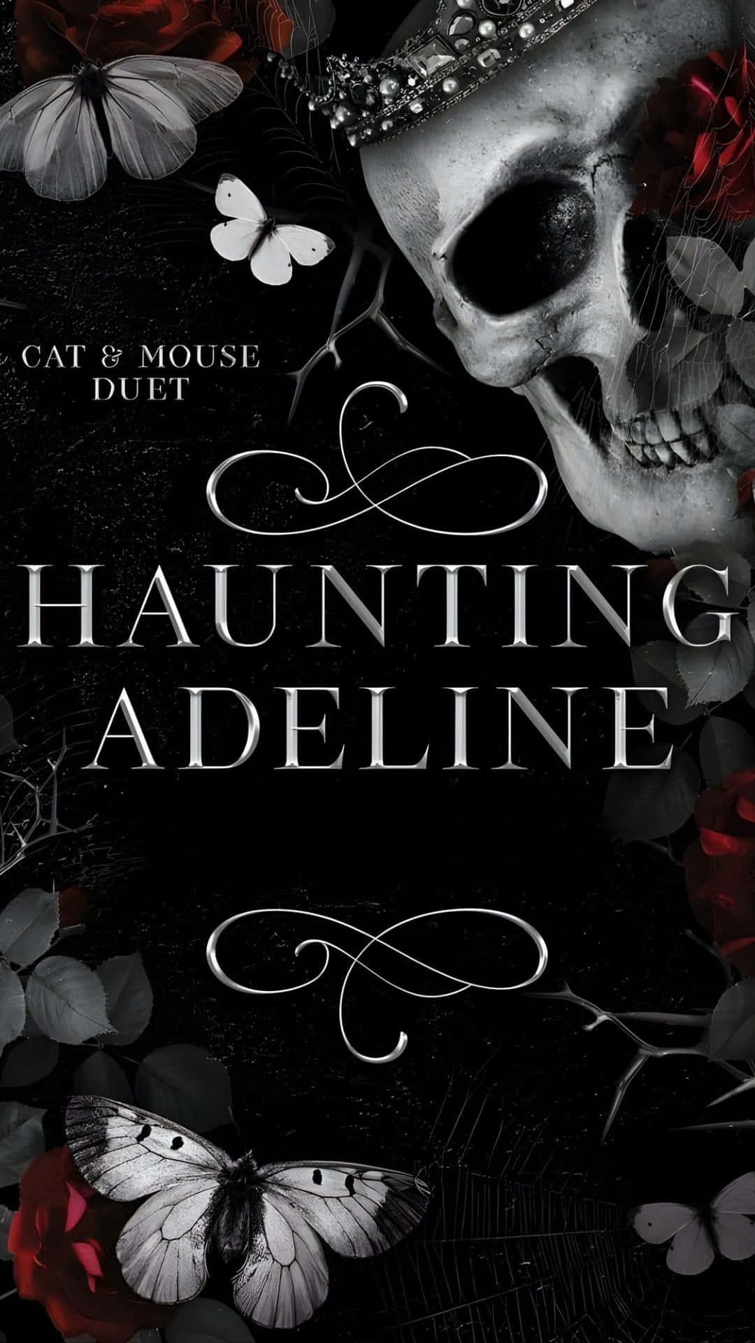Haunting Adeline, crowned skull, red roses, Full HD Phone Wallpaper