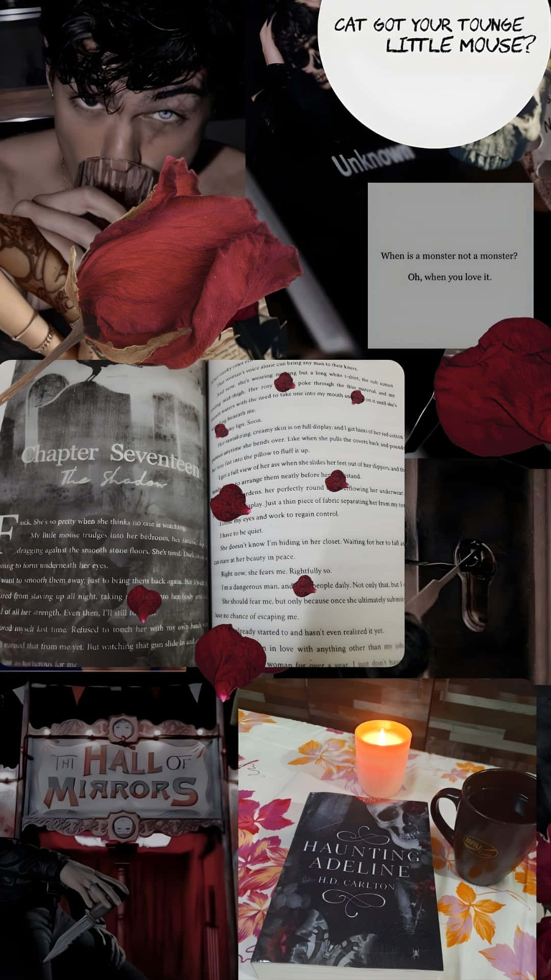 Haunting Adeline, dark romance, red roses, Full HD Phone Wallpaper