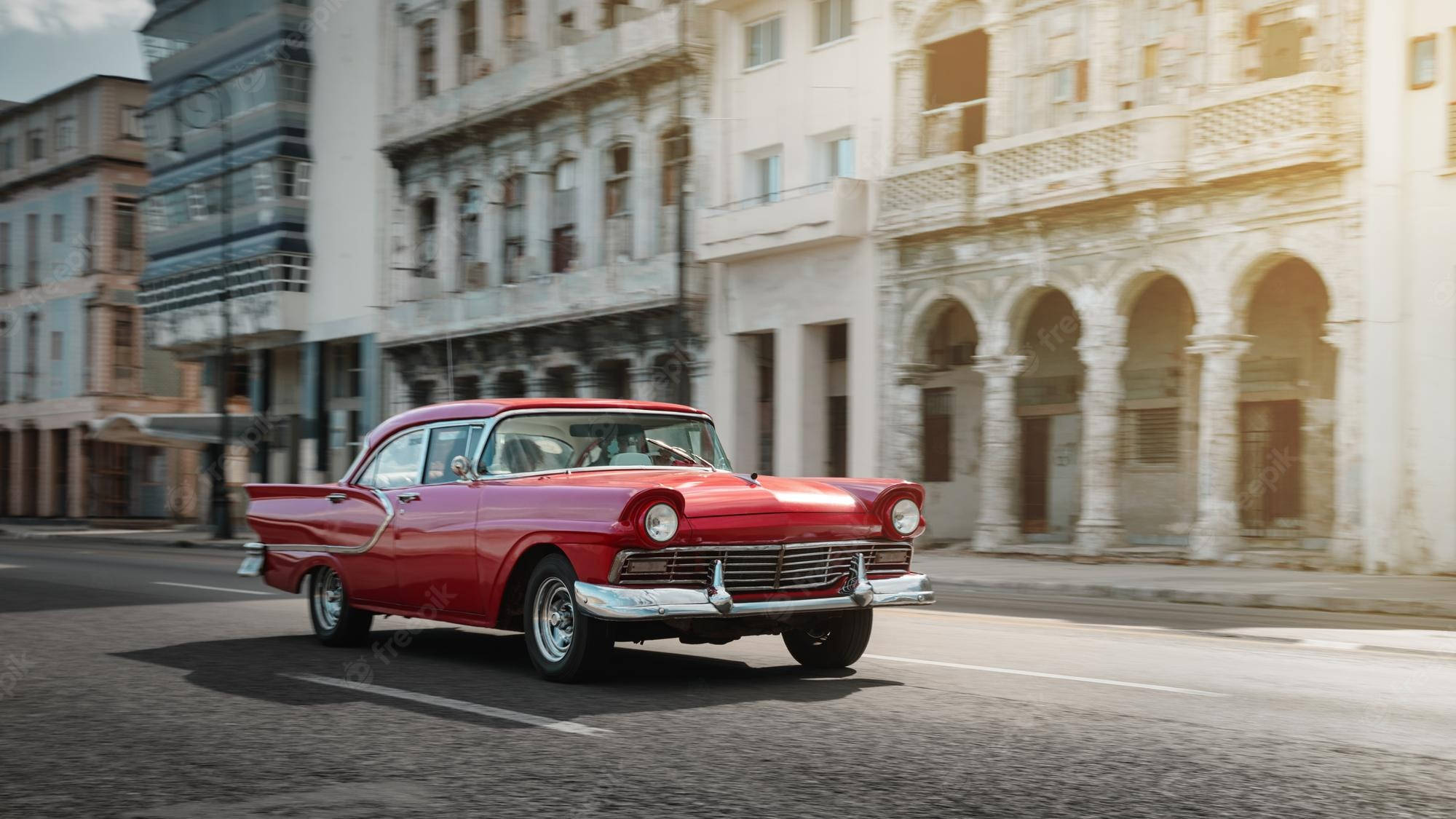 Havana, vintage car, red, Full HD Desktop Wallpaper