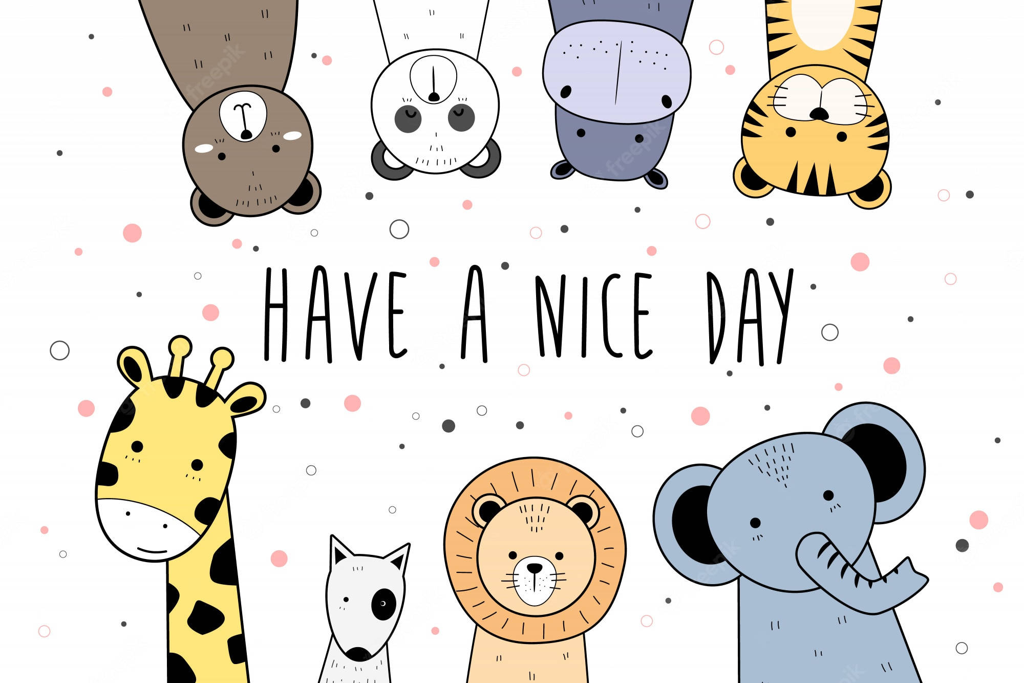 Have A Nice Day, giraffe, lion, Full HD Desktop Wallpaper