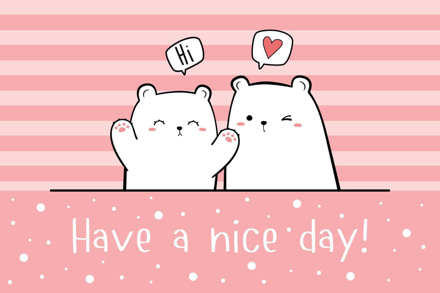 cute bears, white cartoon bears, pink striped background, HD Desktop Wallpaper