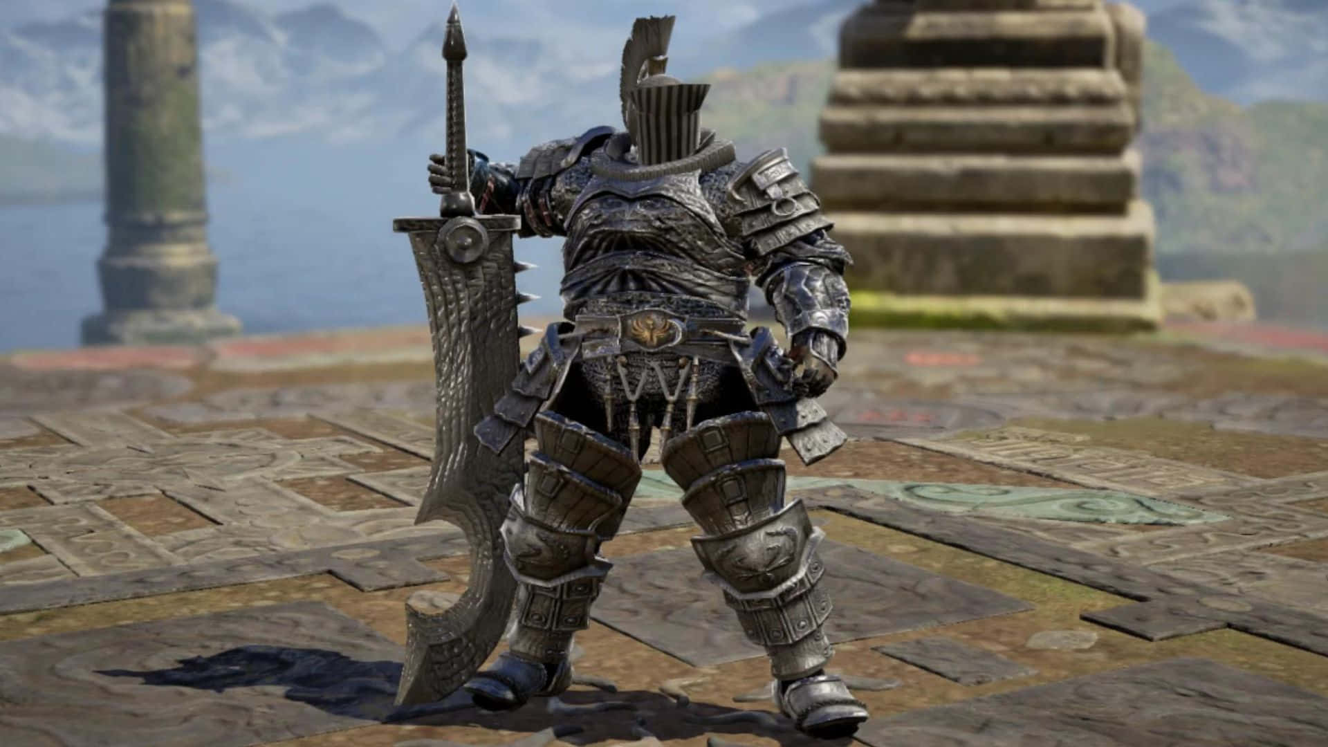 Havel The Rock, ancient stone tiles, massive ornate sword, Full HD Desktop Wallpaper