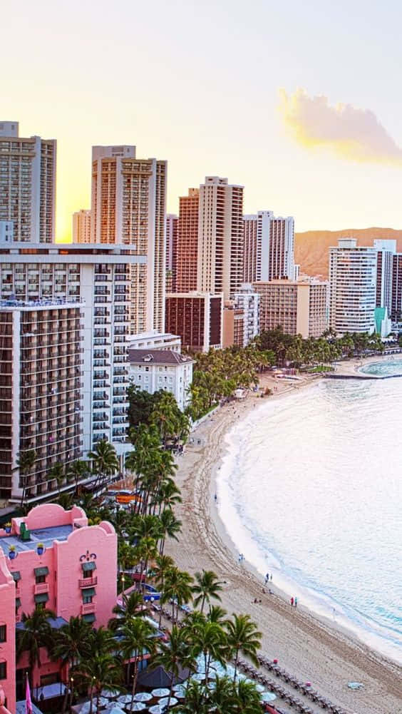 Hawaii iPhone, Sunset, tropical beachfront, SD Phone Wallpaper
