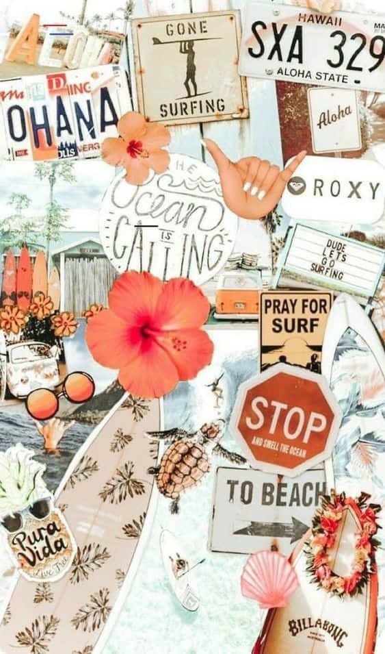 Hawaii iPhone, Hawaiian-themed stickers, surf culture memorabilia, SD Phone Wallpaper