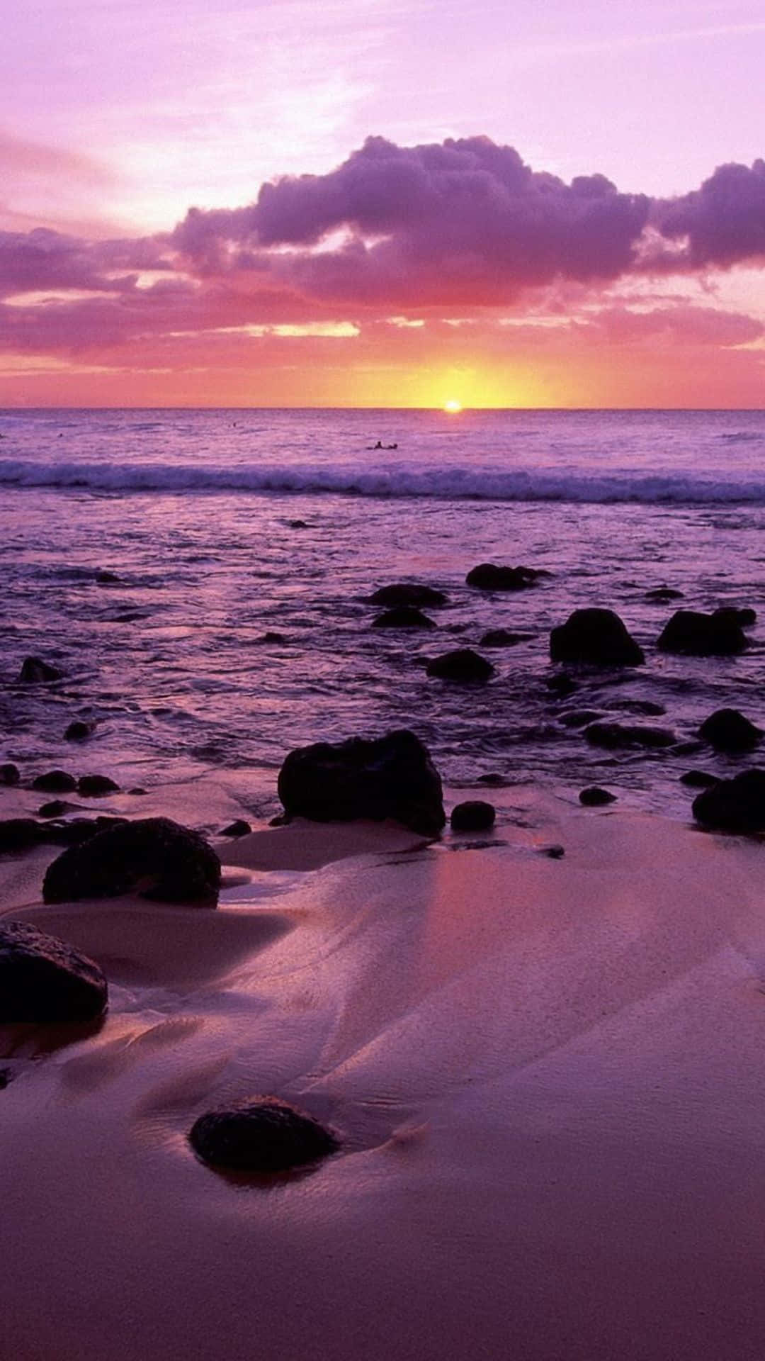 Hawaii iPhone, sunset, purple skies, Full HD Phone Wallpaper
