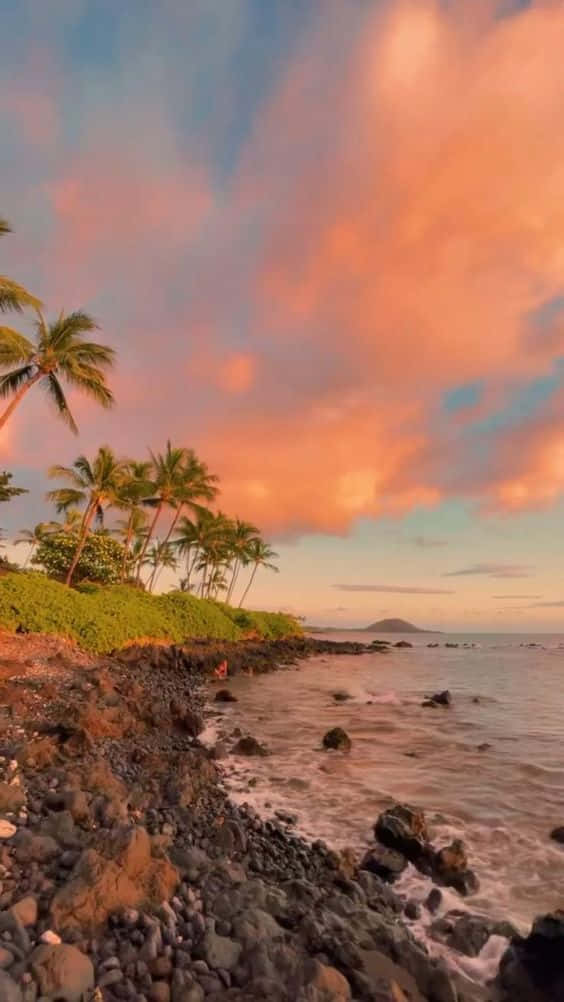 Hawaii iPhone, Sunset, fiery orange, SD Phone Wallpaper