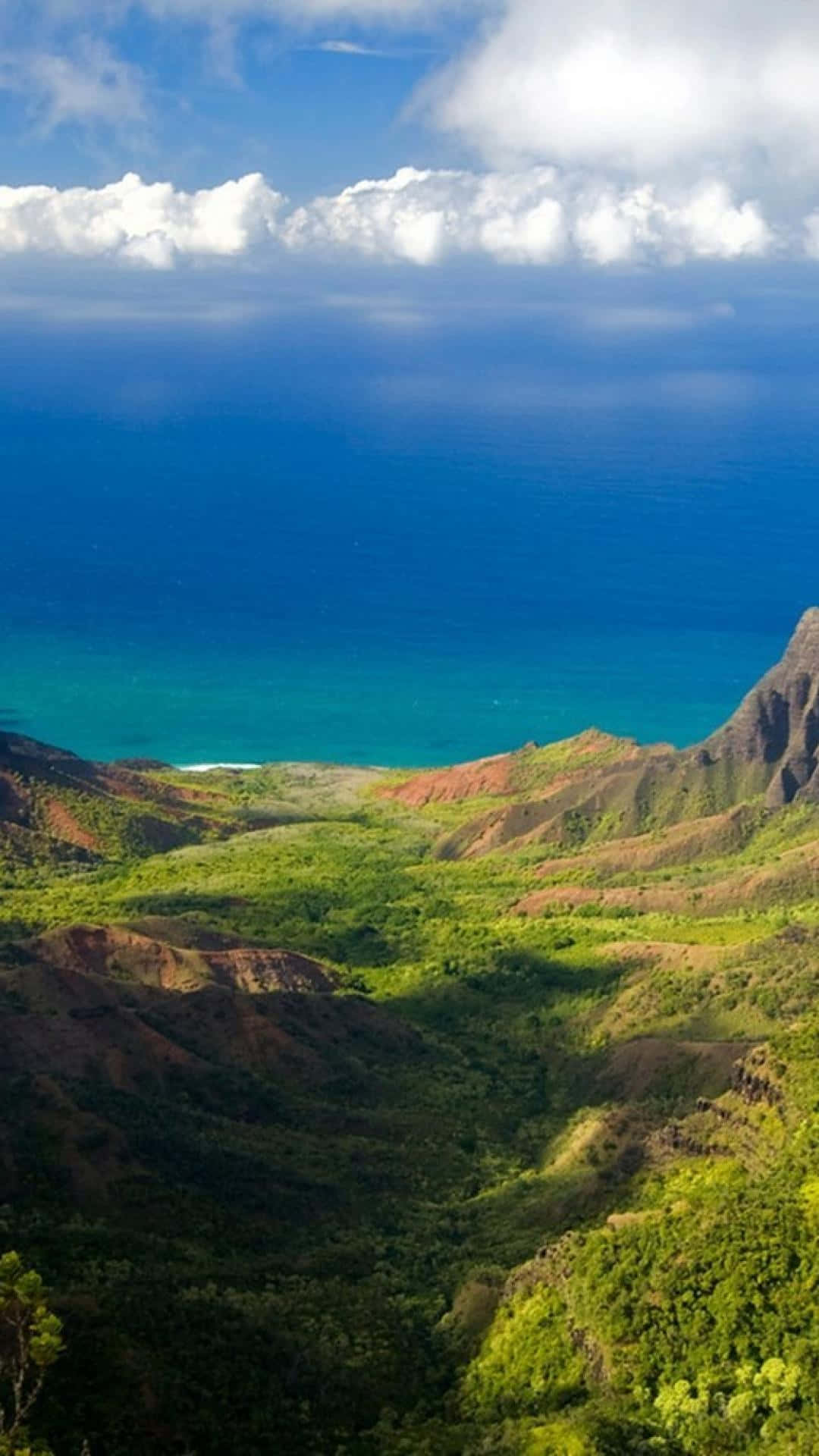 Hawaii iPhone, lush green valleys, vibrant blue ocean, Full HD Phone Wallpaper