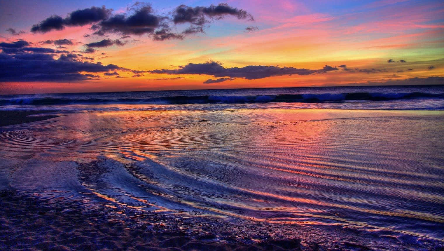 Hawaii Sunset, fiery oranges, purples, HD Desktop Wallpaper