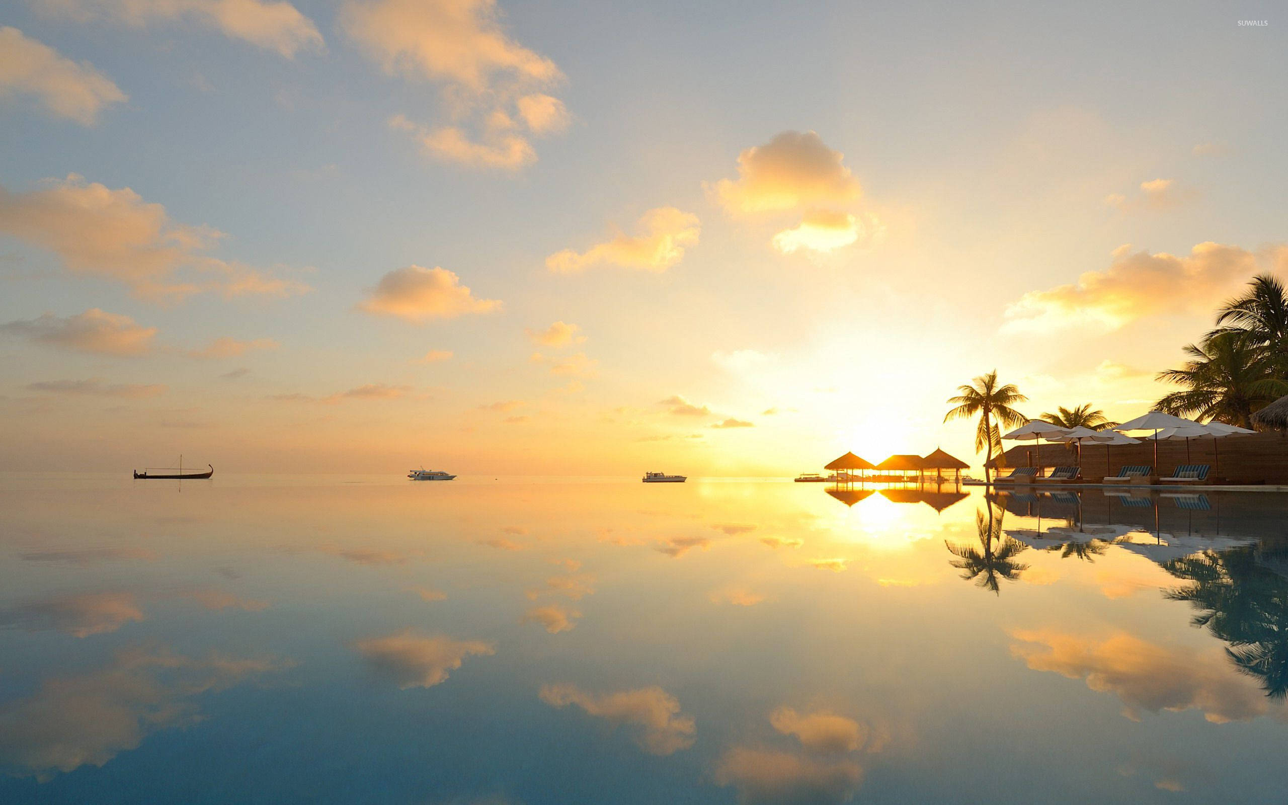 Hawaii, beach, sunrise, 2K Desktop Wallpaper