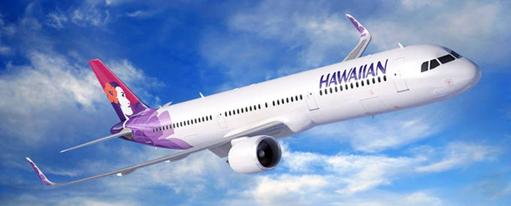 Hawaiian Airlines, airplane, bright blue sky, SD Desktop Wallpaper